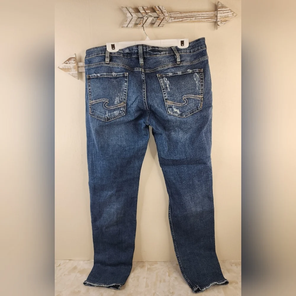Silver Distressed Blue Jeans